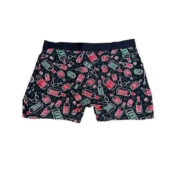 SAXX Ultra Boxer Briefs Holiday Spirits Print Ballpark Pouch Black Red XL - Picture 3 of 7